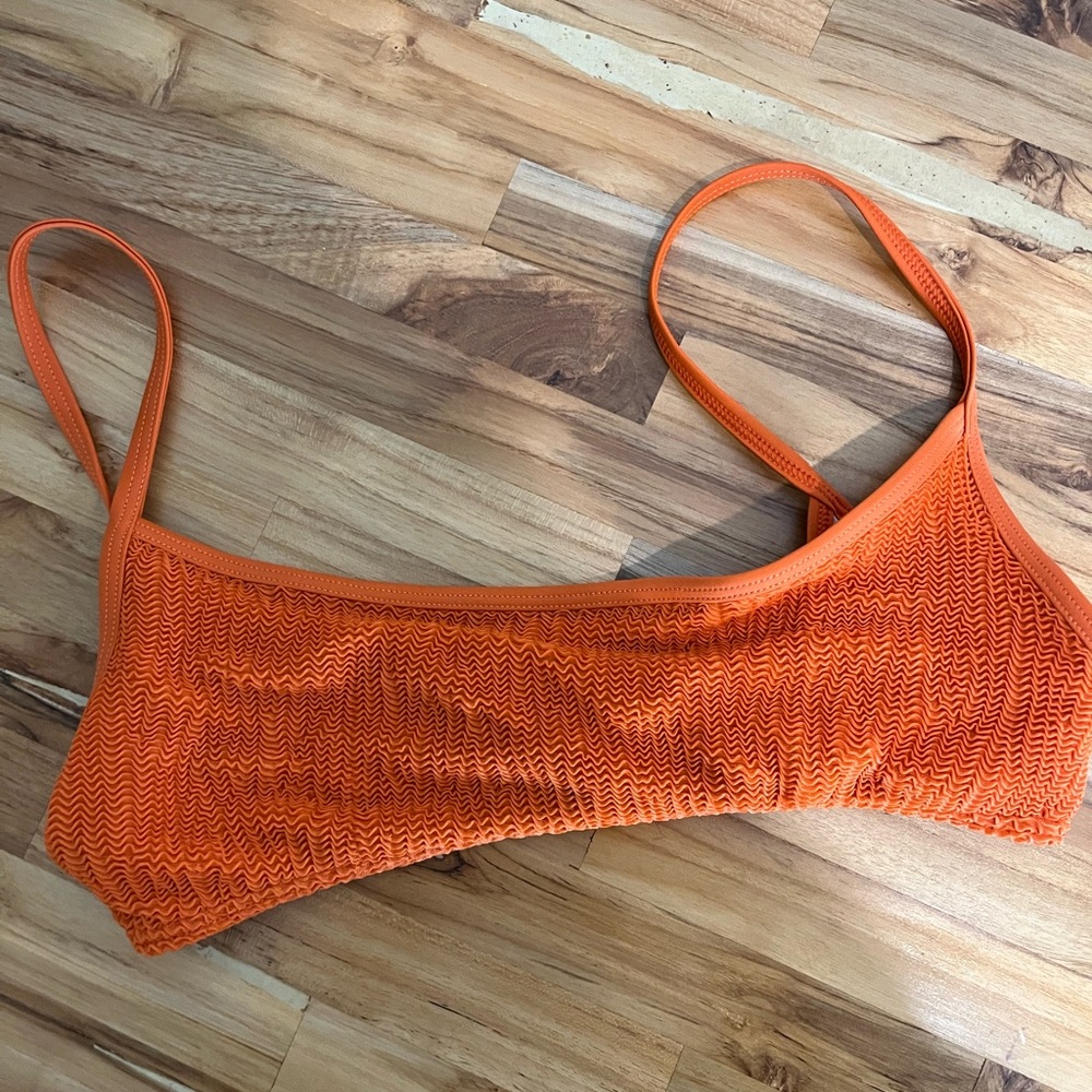 Free People Gnash Swim Orange Textured Bikini Top